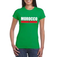 Marokko supporters kleding t-shirt - voor dames - groen - met vlag kleuren print - korte mouwen
