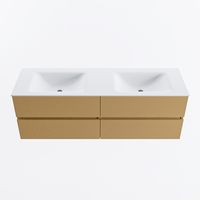 MONDIAZ VICA 150cm badmeubel onderkast Oro 4 lades. Wastafel CLOUD dubbel 2 kraangaten, kleur Talc.