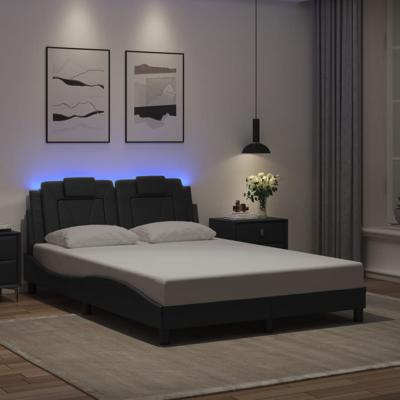 Bedframe met LED-verlichting kunstleer zwart 140x190 cm