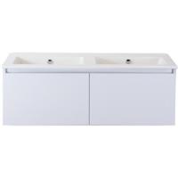 Frozen Badmeubelset 120 cm - Greeplijst in Kleur - Wit Hoogglans - Keramische Wastafel Wit Zonder Kraangat