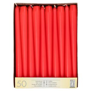 Dinerkaarsen/kandelaarkaarsen Mega pack - 50x stuks - rood - Gotisch - 25 cm