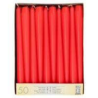 Dinerkaarsen/kandelaarkaarsen Mega pack - 50x stuks - rood - Gotisch - 25 cm