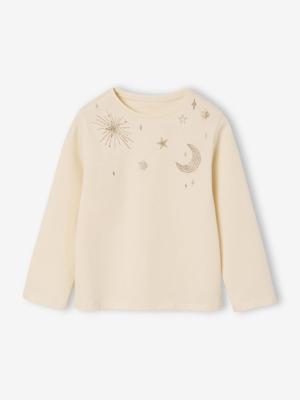 T-shirt met glinsterende sterren voor meisjes vanille