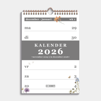 A4 Spiraalkalender 2026 Weidebloemen