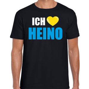 Apres-ski t-shirt wintersport Ich liebe Heino zwart voor heren