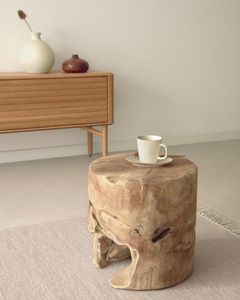 Kave Home Kave Home Sidetable Tropicana rond, hout bruin,, 35 x 35 x 35 cm