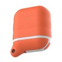 AirPods 1/2 hoesje siliconen waterproof series - soft case - oranje + wit