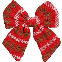 Kerst ornament strik - rood - 20 x 17 cm - polyester - strikje kersthanger