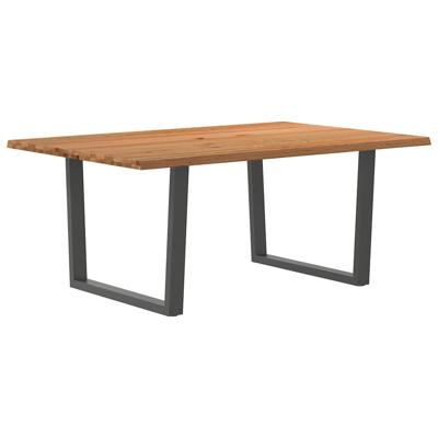 Eettafel met natuurlijke rand 180x120x74 cm massief eikenhout