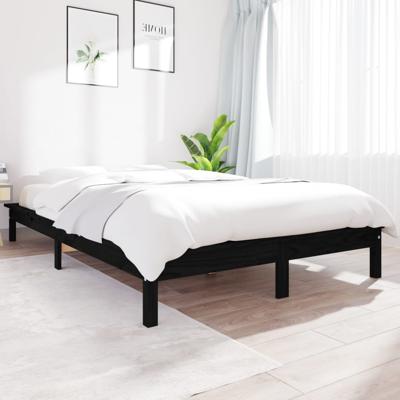 Bedframe massief grenenhout zwart 200x200 cm