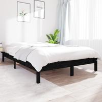 Bedframe massief grenenhout zwart 200x200 cm - thumbnail