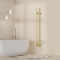 Belrad Rod staafhanddoekdroger - 150x16,8x12,7 cm - elektrisch - dubbel - 120w - 2,5cm - geborsteld goud HS1513BG