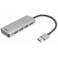 ACT AC6121 interface hub USB 3.2 Gen 1 (3.1 Gen 1) Type-A 5000 Mbit/s Aluminium - thumbnail