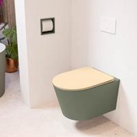 Wandcloset Mondiaz Lavie | Zonder spoelrand | Incl.Toiletzitting-Sand | Keramiek | Army (groen)