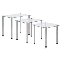 3-delige Tafeltjesset gehard glas transparant