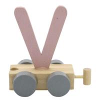 JeP kids houten treinletter V-roze