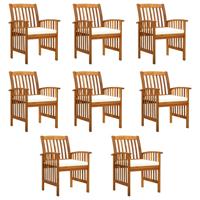Tuinstoelen 8 stuks met kussens, massief acaciahout