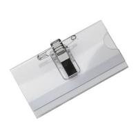 Badge transp knijper speld 74x40 mm 24st