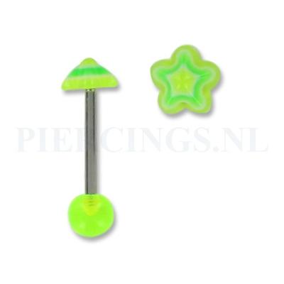 Tongpiercing acryl ster geel