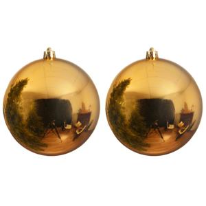 Grote kerstbal - 2x - goud - 25 cm - kunststof - glans - mega kerstbal