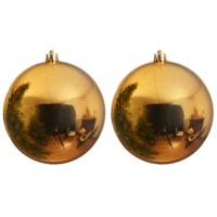 Grote kerstbal - 2x - goud - 25 cm - kunststof - glans - mega kerstbal