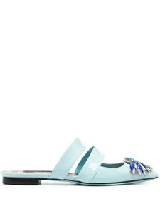 Philipp Plein mules à ornements en cristal - Bleu