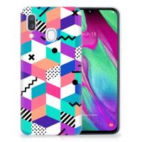 Samsung Galaxy A40 | TPU Hoesje | Blokken Kleurrijk