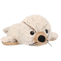 Zeehonden speelgoed artikelen opwarmbare zeehond knuffelbeest bruin / creme 31 cm - thumbnail