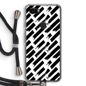 Zwarte vegen: Pixel 3a Transparant Hoesje met koord