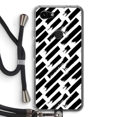 Zwarte vegen: Pixel 3a Transparant Hoesje met koord
