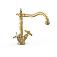 Keukenkraan Tres Clasic | Opbouw | 360° Draaibaar | Mengkraan | 2-knops | Vintage | Messing oud