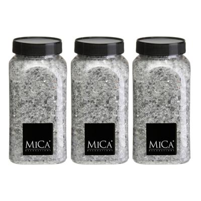 Mica Decorations decoratie stenen / granulaat - 3x - 650 ml - 1-2 mm - spiegel glas