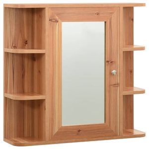 The Living Store Wandspiegelkast - Eiken en Zilver - 66 x 17 x 63 cm - 8 vakken - MDF met melamine-oppervlak en glas