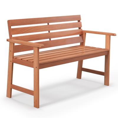 Hardhouten Buitenbank 2-Zits Terrasbank met Ademende Lattenbodem en Schuine Rug Ergonomische Buitenbank voor Balkon Tuin