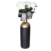 Kunstbloem Roos Dijon - 3x - 64 cm - wit - zijde - kunstbloemen