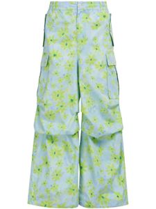 Marni pantalon fleuri cargo à coupe ample - Bleu