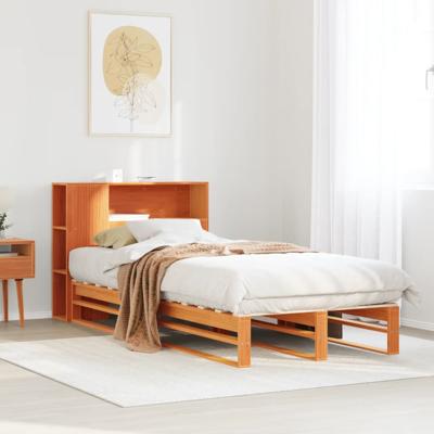 Bed met boekenkast zonder matras hout wasbruin 100x200 cm