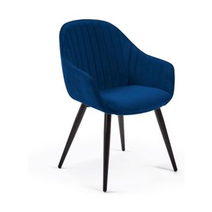 Tweedekansje Kave Home Fabia eetkamerstoel blauw velvet