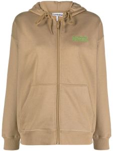 GANNI hoodie à logo brodé - Marron