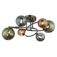 Globo Zwarte plafondlampRiha gekleurd glas 6-lichts - 56142-6D