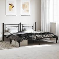 Bedframe met hoofdbord metaal zwart 200x200 cm