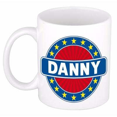 Danny voornaam koffiemok - beker - wit/blauw - 300 ml - Cadeau - Heren - Collega - Vaderdag