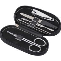 Manicure set in zwarte etui 5-delig nagelschaar/nagelknipper/nagelvijl/bokkenpootje   -