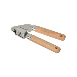 Keukengerei knoflookpers RVS steel en houten handvat 16.5 cm