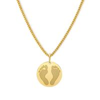 Gepersonaliseerde hand- en/of voetafdrukken ketting - Stainless steel - Goud - Rond 15 mm - Voetafdrukken