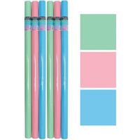 Inpakpapier Cadeaupapier - 6 Rollen - Pastel Blauw, Groen, Roze - 2 meter x 70 cm - thumbnail