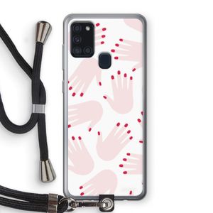 Hands pink: Samsung Galaxy A21s Transparant Hoesje met koord