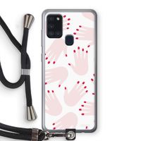 Hands pink: Samsung Galaxy A21s Transparant Hoesje met koord