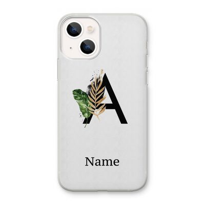 Charcoal Flora: iPhone 13 mini Transparant Hoesje