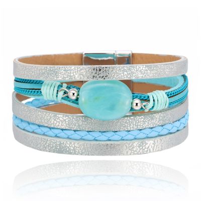 Layered Armband Vintage met Steen - Lichtblauw